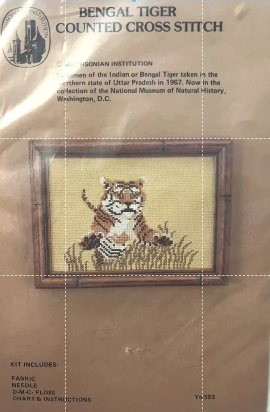 Smithsonian Museum Sampler Cross Stitch Bengal Tiger Uttar Pradesh 1967 Kit